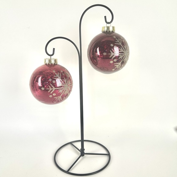 Other - 2  Snowflake Ornaments Red And Gold Glitter And Sparkles  Plastic